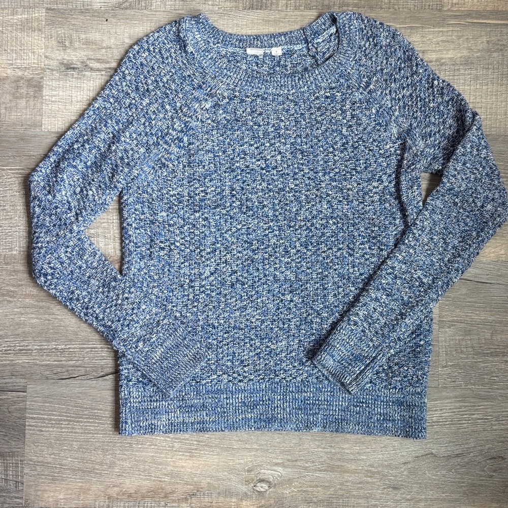 GAP Textured Blue Women's Crew Neck Sweater